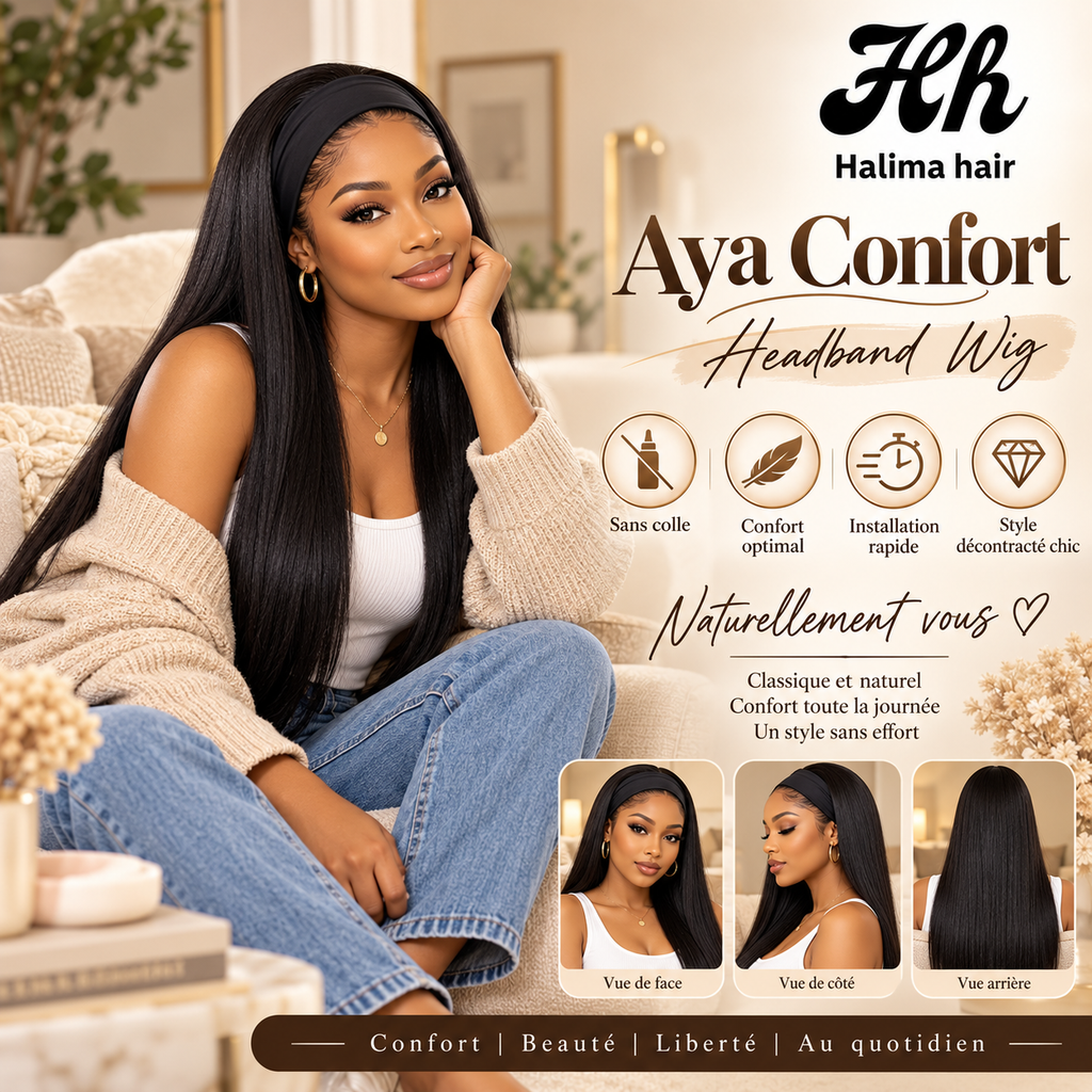 Aya Confort – Perruque Headband Lisse Sans Colle